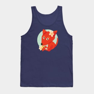 Cute Fox And Flowers Tank Top